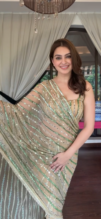 Champagne Net Saree