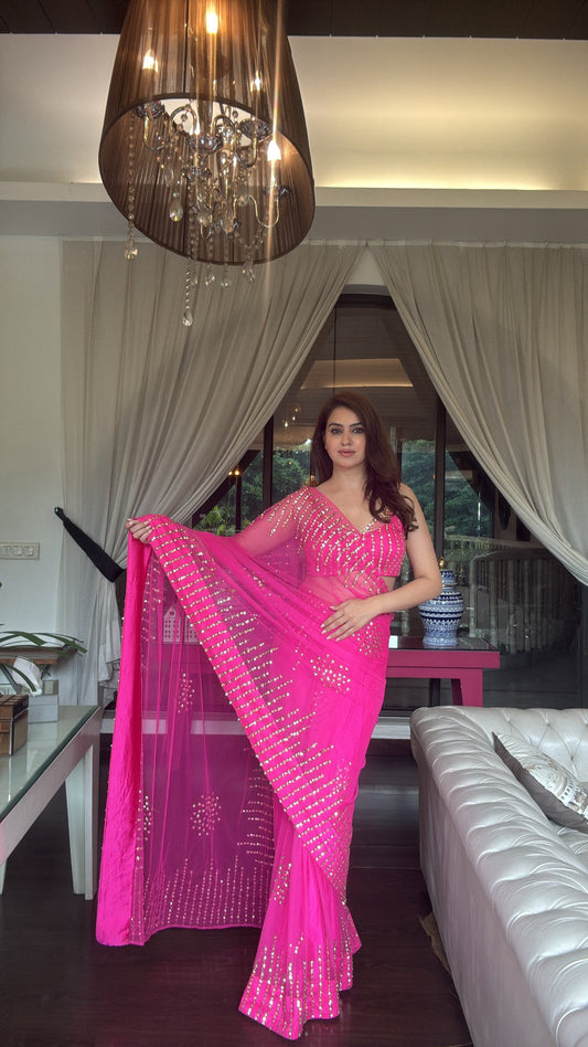 Celeste Net Saree
