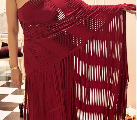 Maroon Lycra Saree