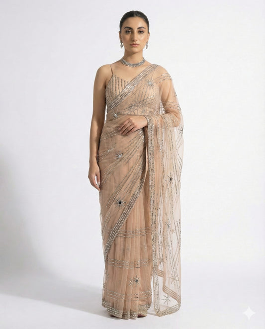 Champagne Starlight Saree