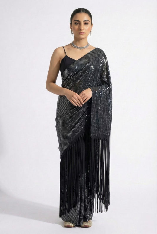 Midnight Sequin Saree